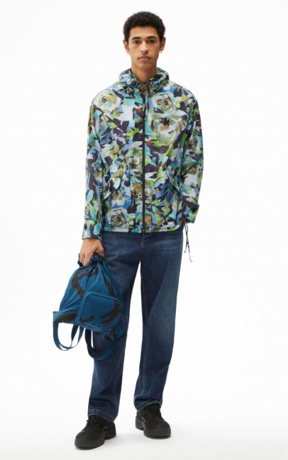 Kenzo Men Archive Floral' Jacket With Hood Sapphire